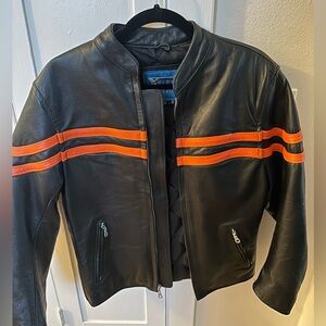 Vintage black leather racing jacket